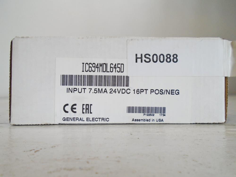 GE Input Module 7.5MA 24 VDC 16PT POS/NEG IC694MDL645D